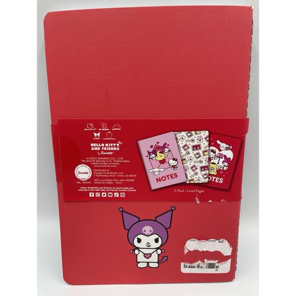 2024 Sanrio Hello Kitty & Friends Hearts 3-Pk Ruled Notebook 80 Pages Each NEW - Picture 6 of 8